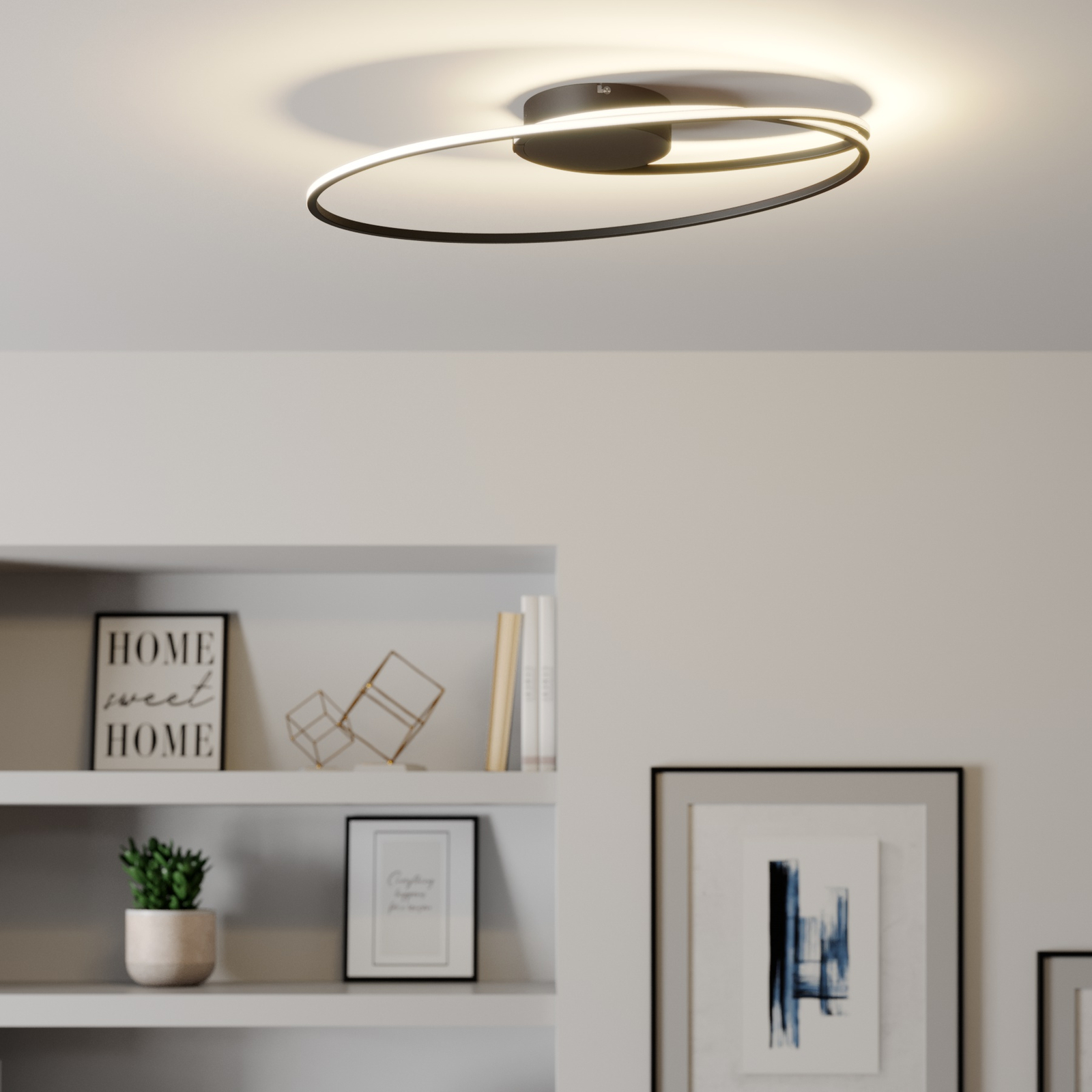 Lindby Xenias -LED-kattovalaisin, musta 60 x 35