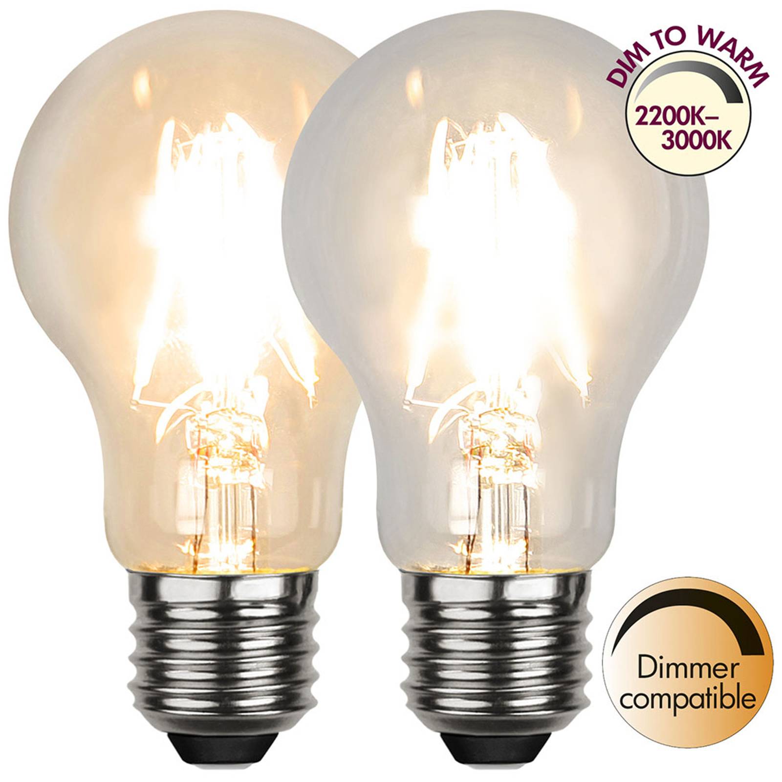 LED-lamppu E27 A60 4W 3000K, dim to warm