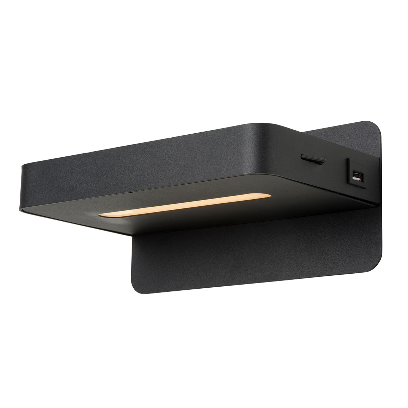 Musta Atkin-LED-seinävalo USB-liitännällä