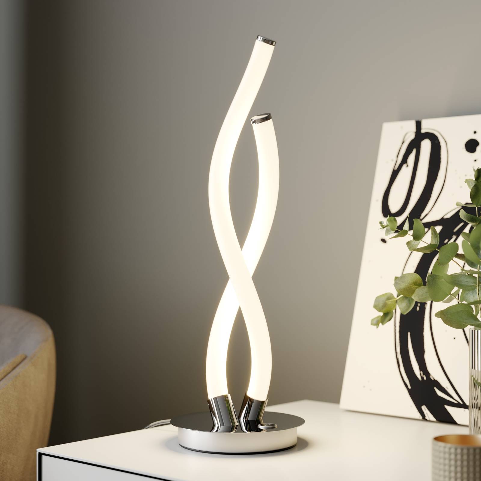 Lucande Wewa -LED-pöytälamppu, 3-port. himmennys