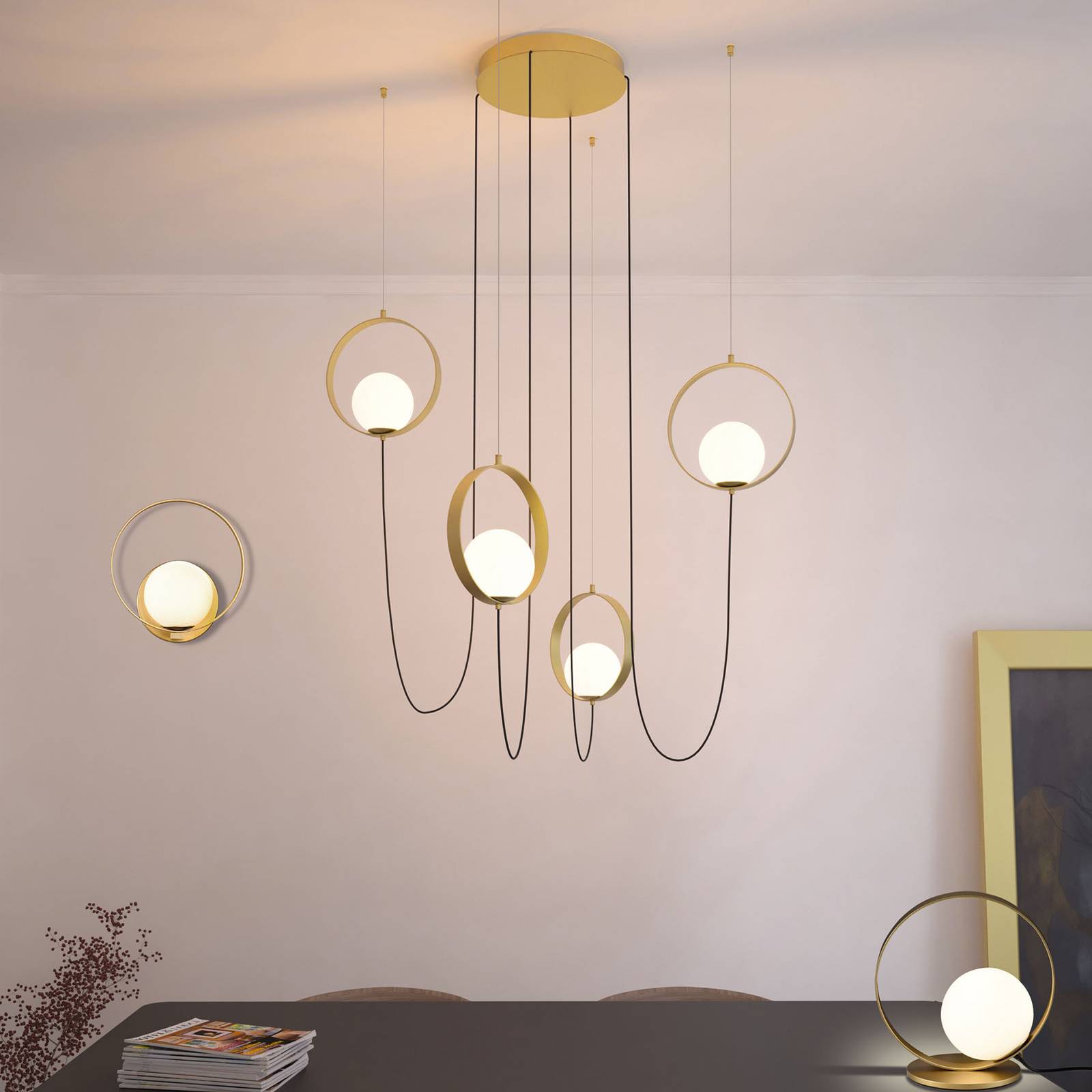 LED-riippuvalaisin Halo, 4-lamppuinen