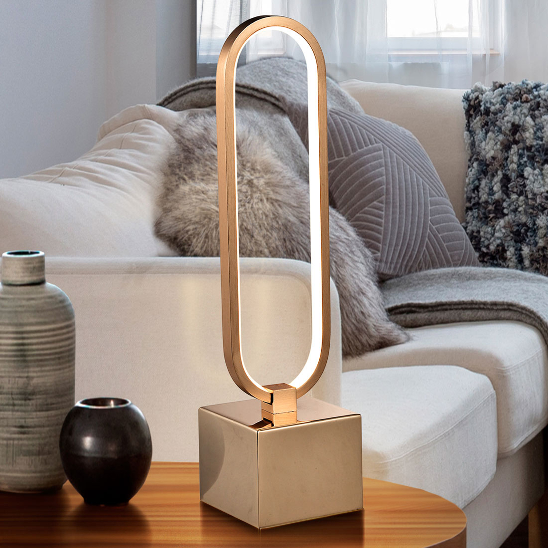 LED-pöytävalo Colette kaunis ruusukultainen design