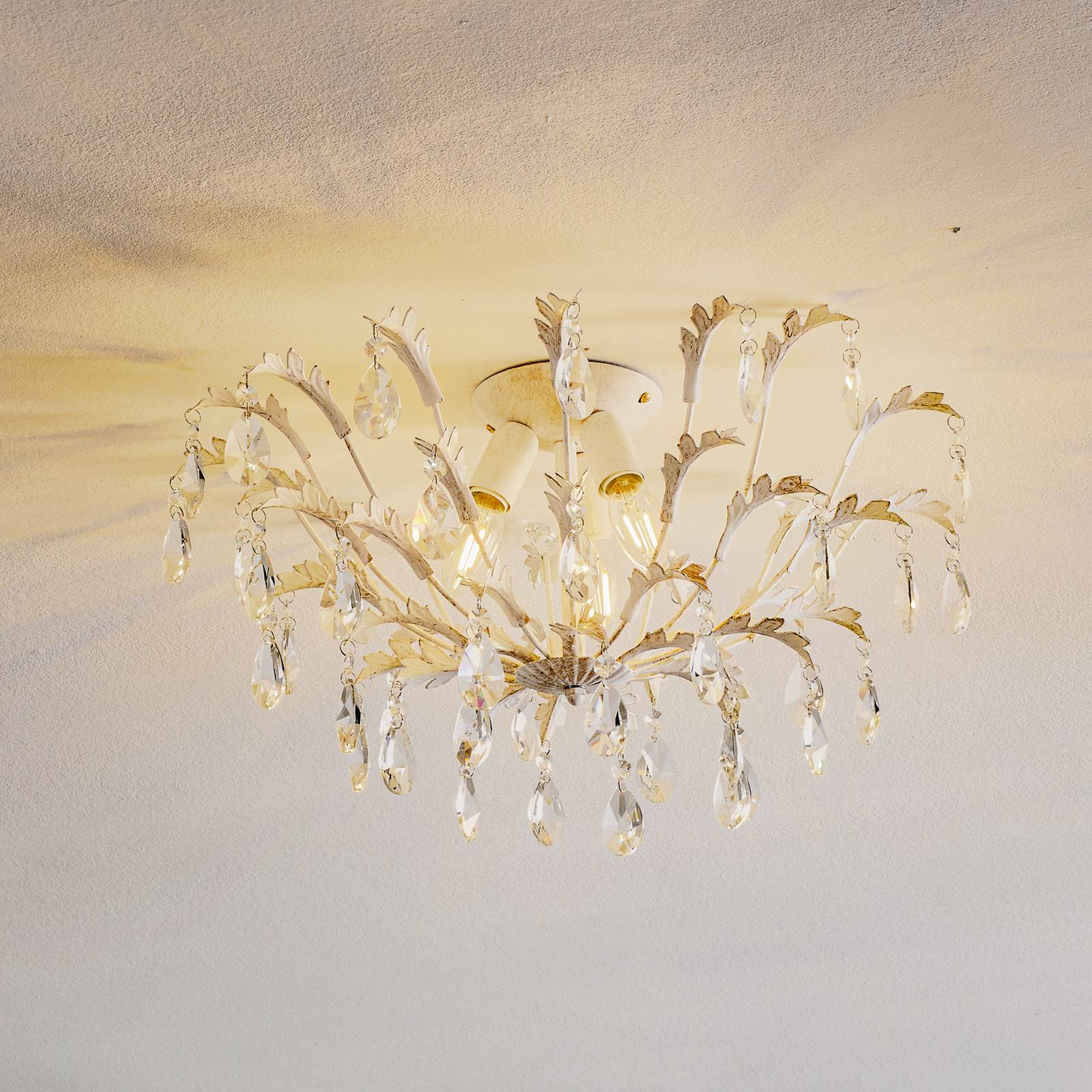 Kattovalaisin Cesta, 3-lamppuinen, kristalleja