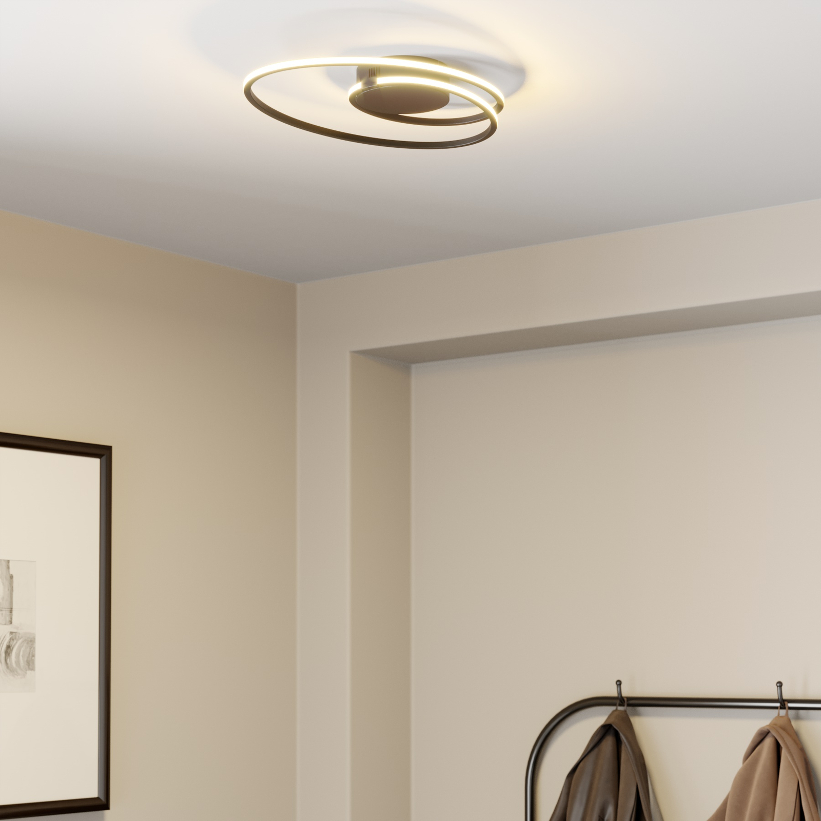 Lindby Xenias -LED-kattovalaisin, musta 49 x 30