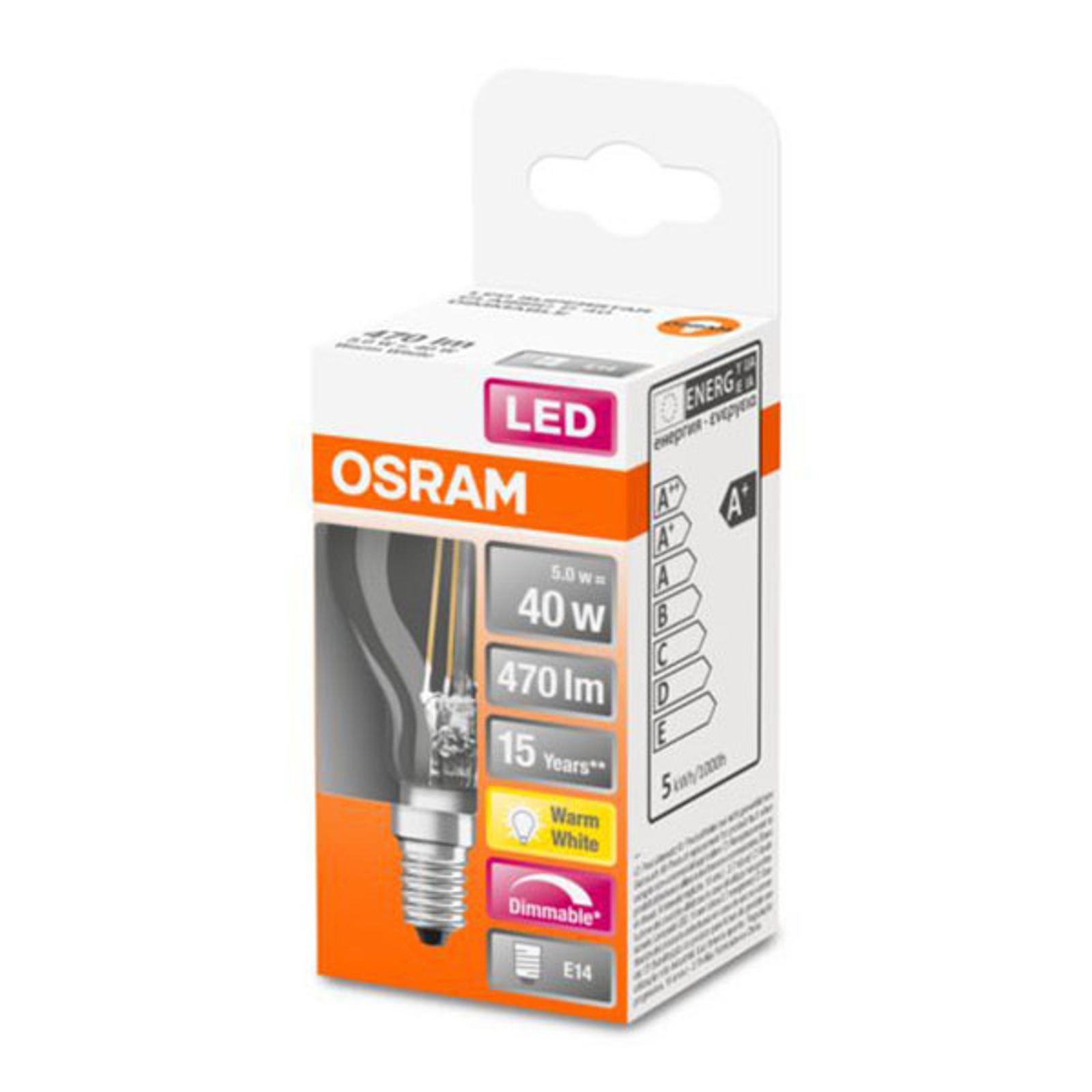 LED-golfpallolamppu E14 5W Filament 2 700 K dim