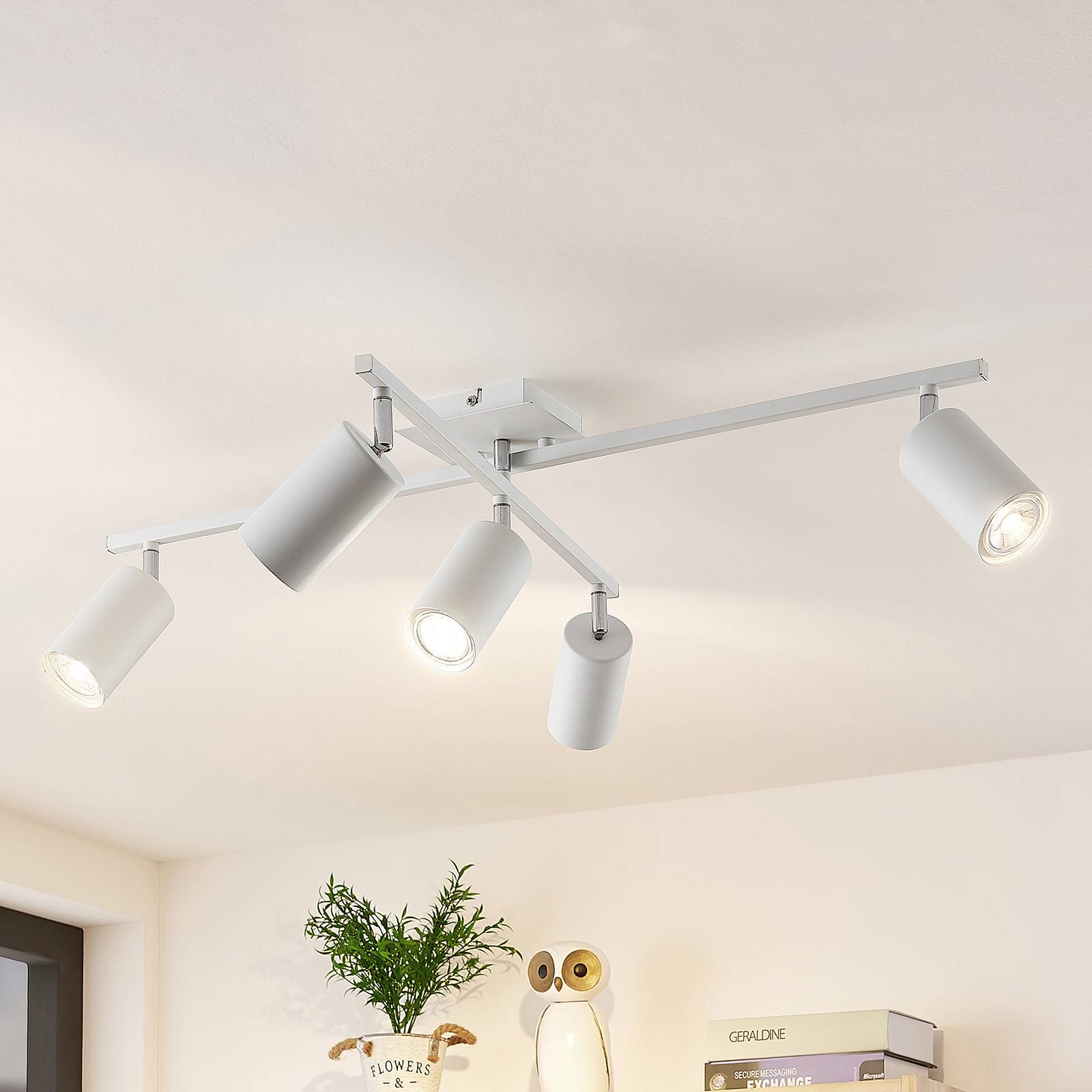 Lindby Ebardo -kattovalaisin, 5-lamp., valkoinen