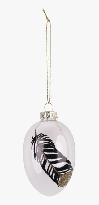 Black feather egg koriste valkoinen