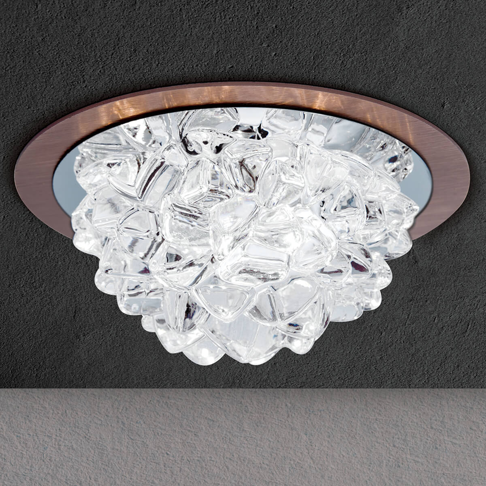 LED-uppovalaisin Cecil, kristallilasilla, pronssi