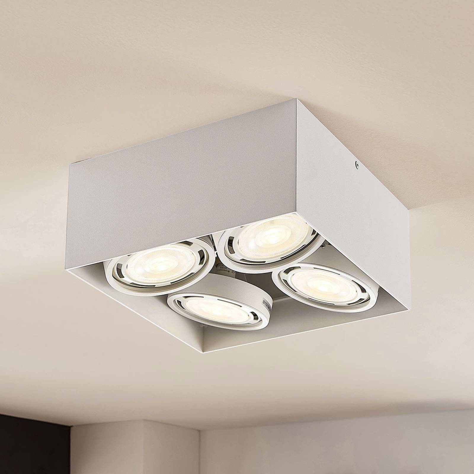 LED-alasvalo Rosalie 4-lamp., kulmikas, valkoinen