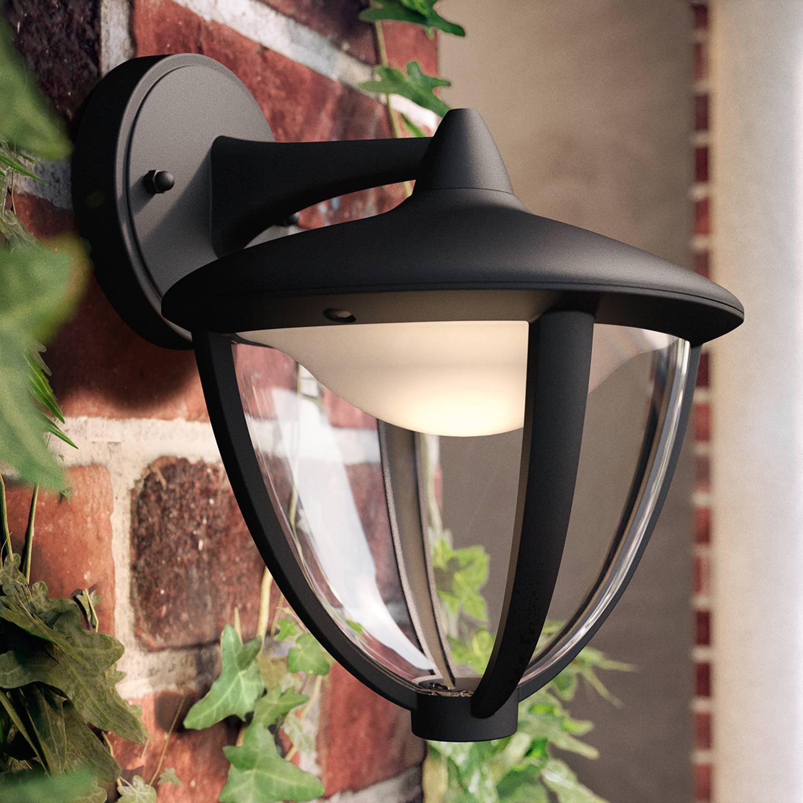 Philips Robin LED-ulkovalo, musta, alasvalaiseva