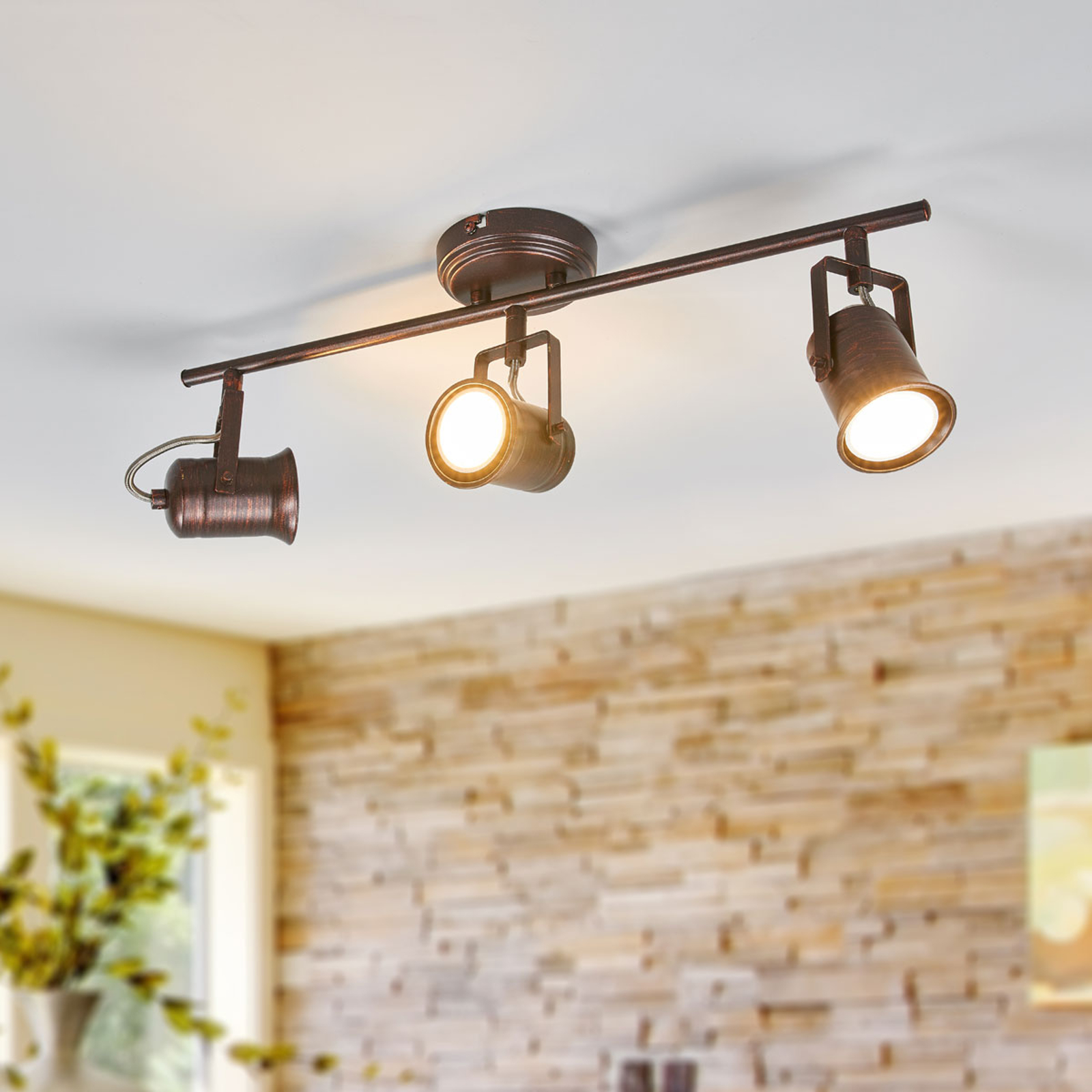 Rustiikkinen LED-kattolamppu Cansu, ruskea