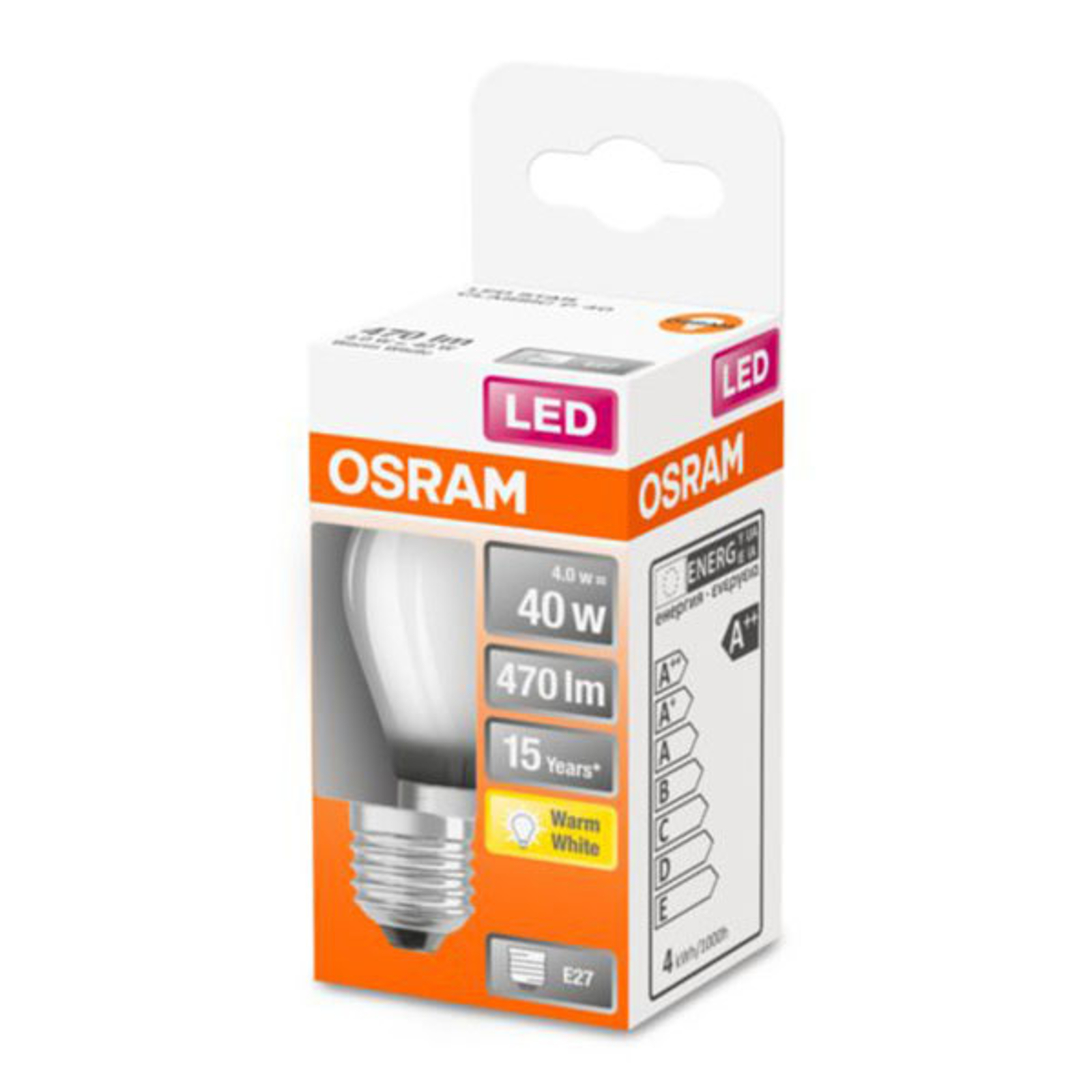 OSRAM Classic P -LED-lamppu E27 4W 2 700 K matta