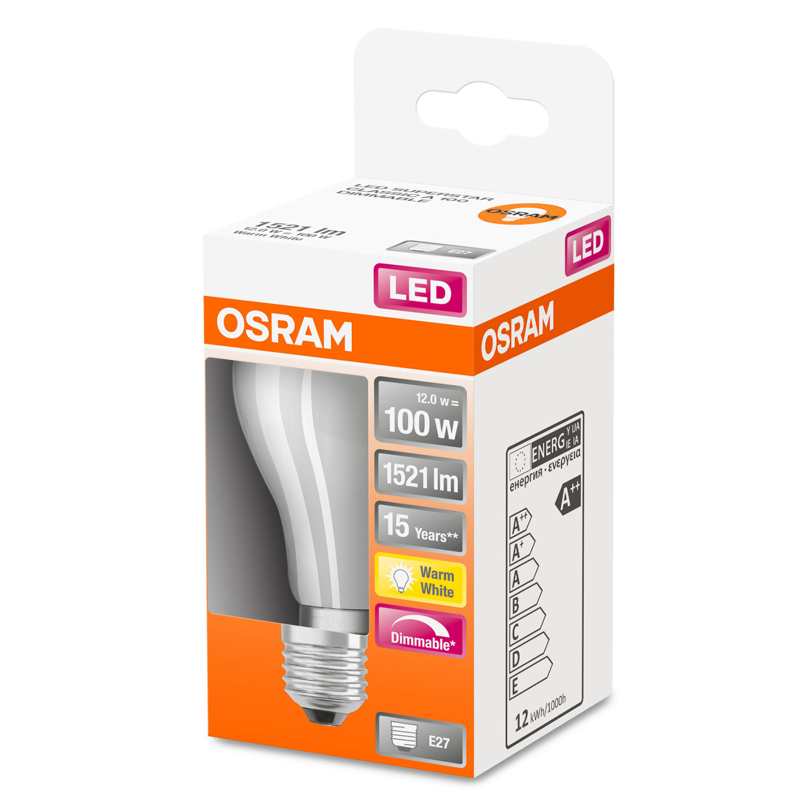 OSRAM-LED-lamppu E27 Superstar 12W matta 2 700 K