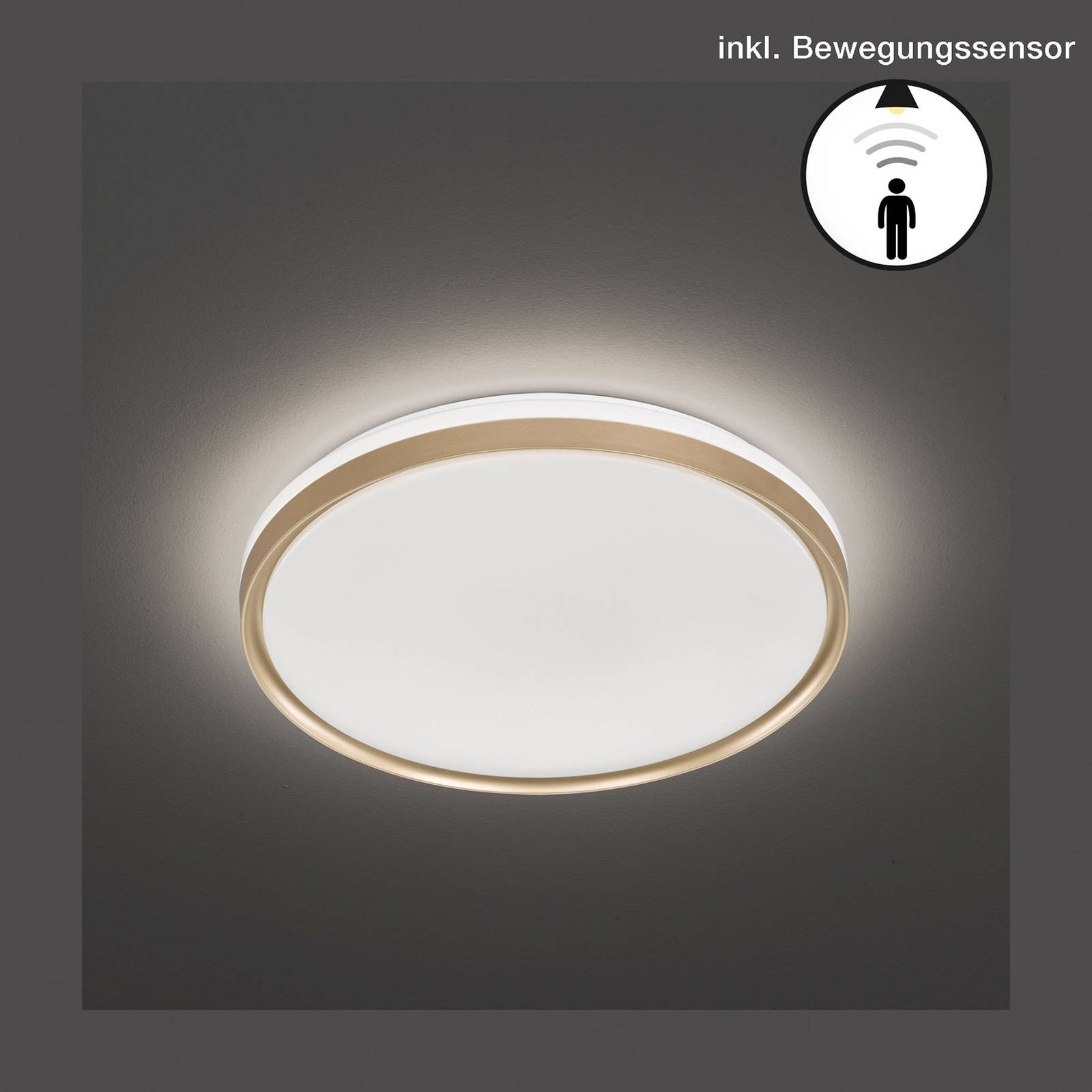 LED-kattovalaisin Jaso BS, Ø 39 cm, kulta