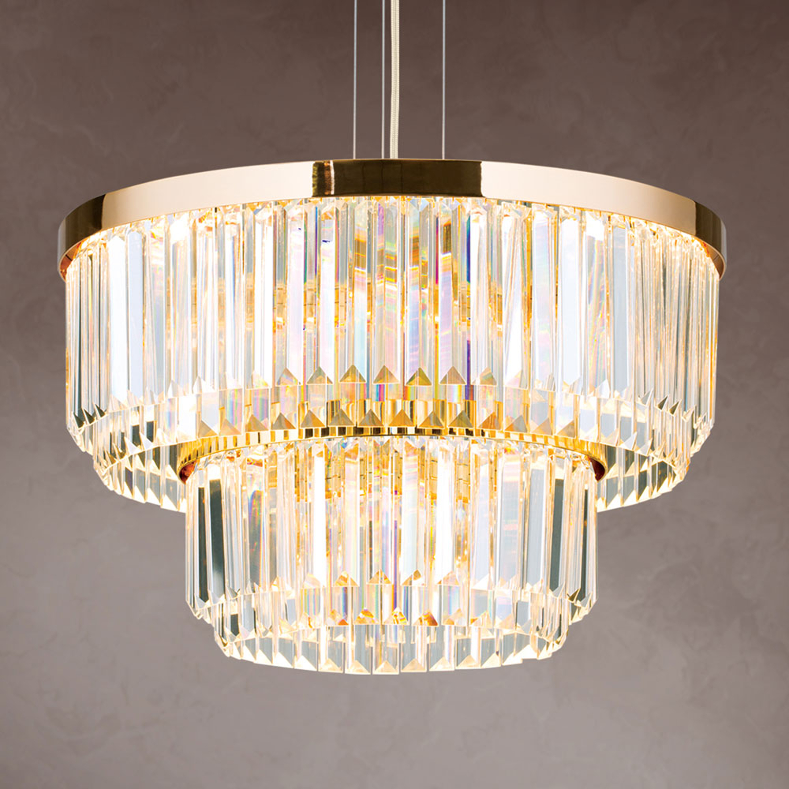LED-riippuvalaisin Prism, pyöreä, kulta