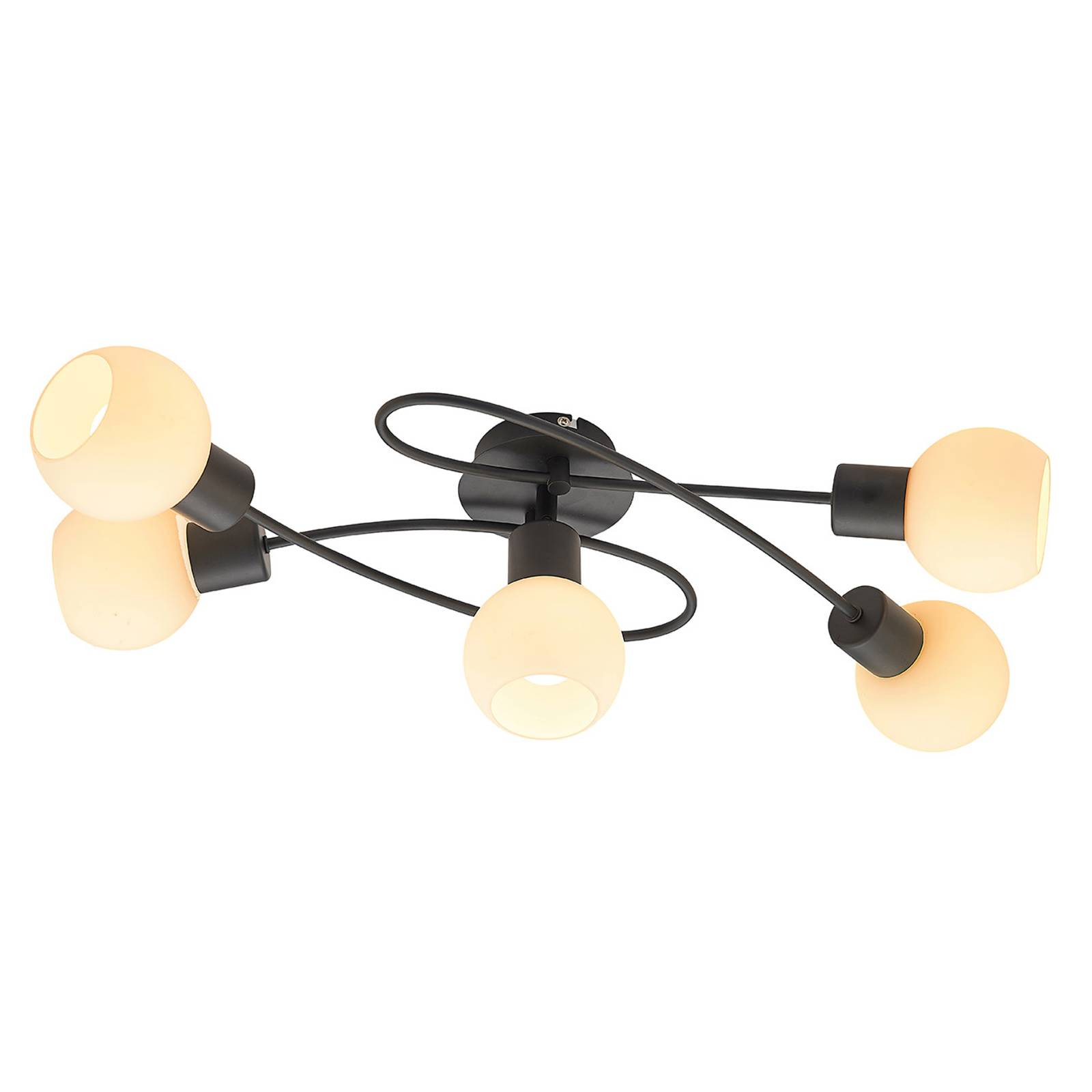 Lindby-LED-kattovalaisin Elaina, 5-lamp. musta