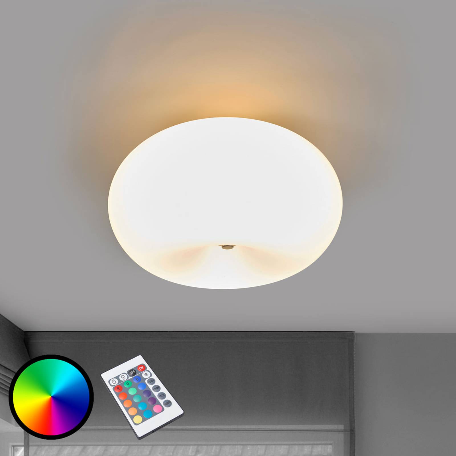 LED-kattovalaisin Optica-C RGBW, kaukosäädin sis.