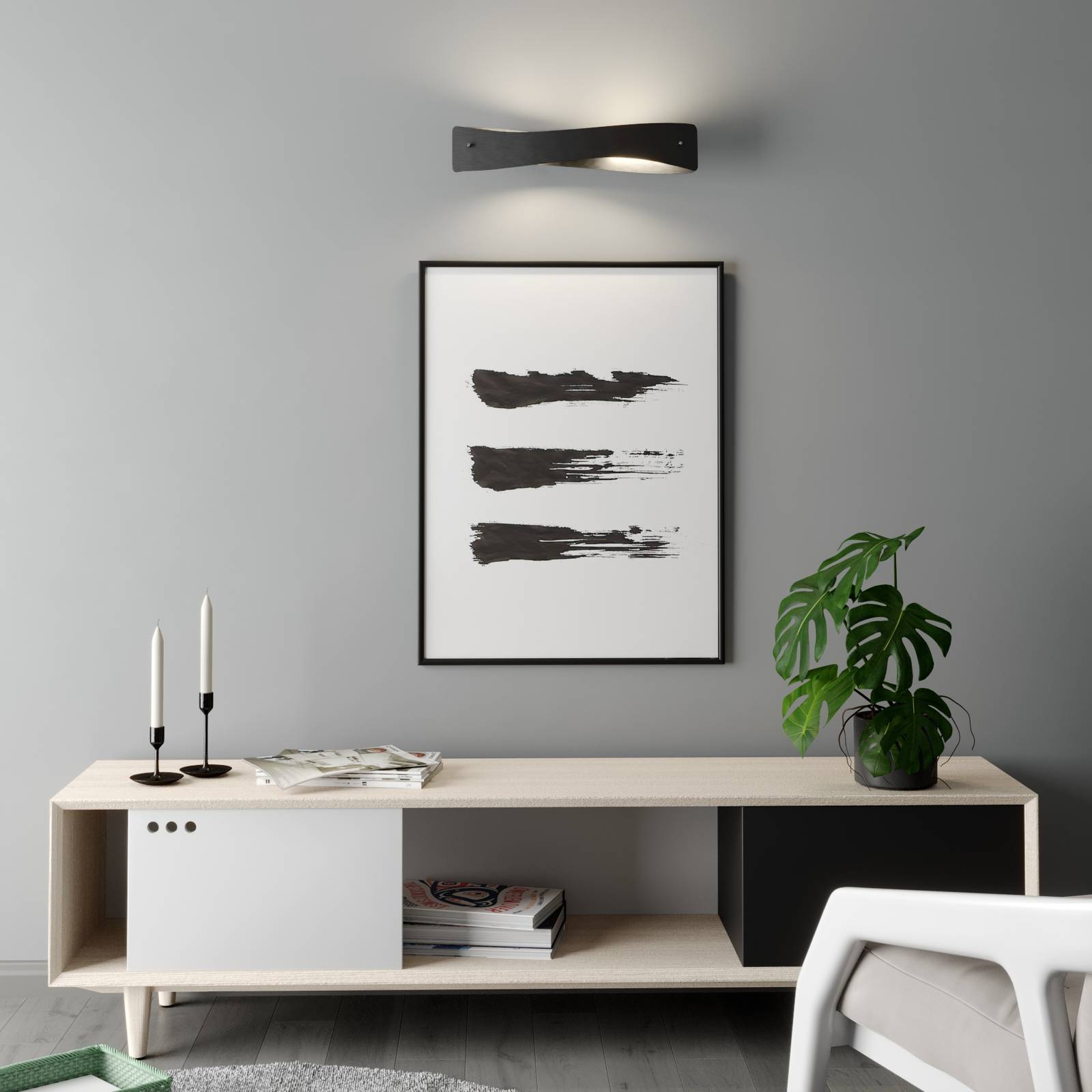 Lucande Lian LED-seinävalaisin, musta, alumiini