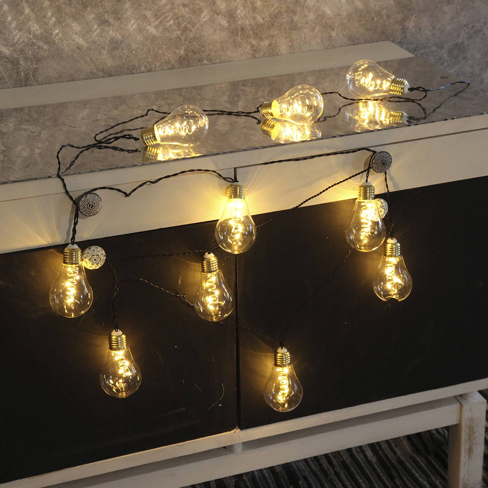 LED-valoketju Glow, lasi, valkoinen