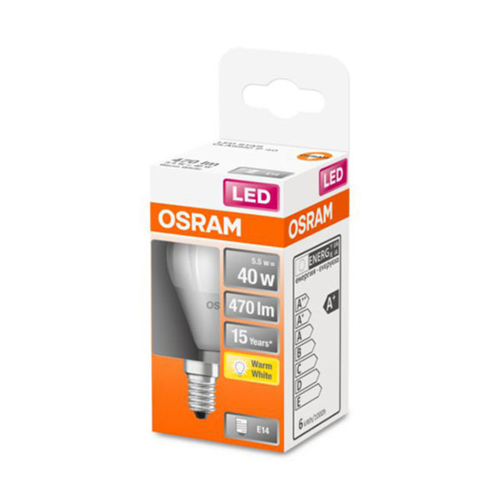 OSRAM-LED-golfpallolamppu E14 5,5W 827 Star, matta