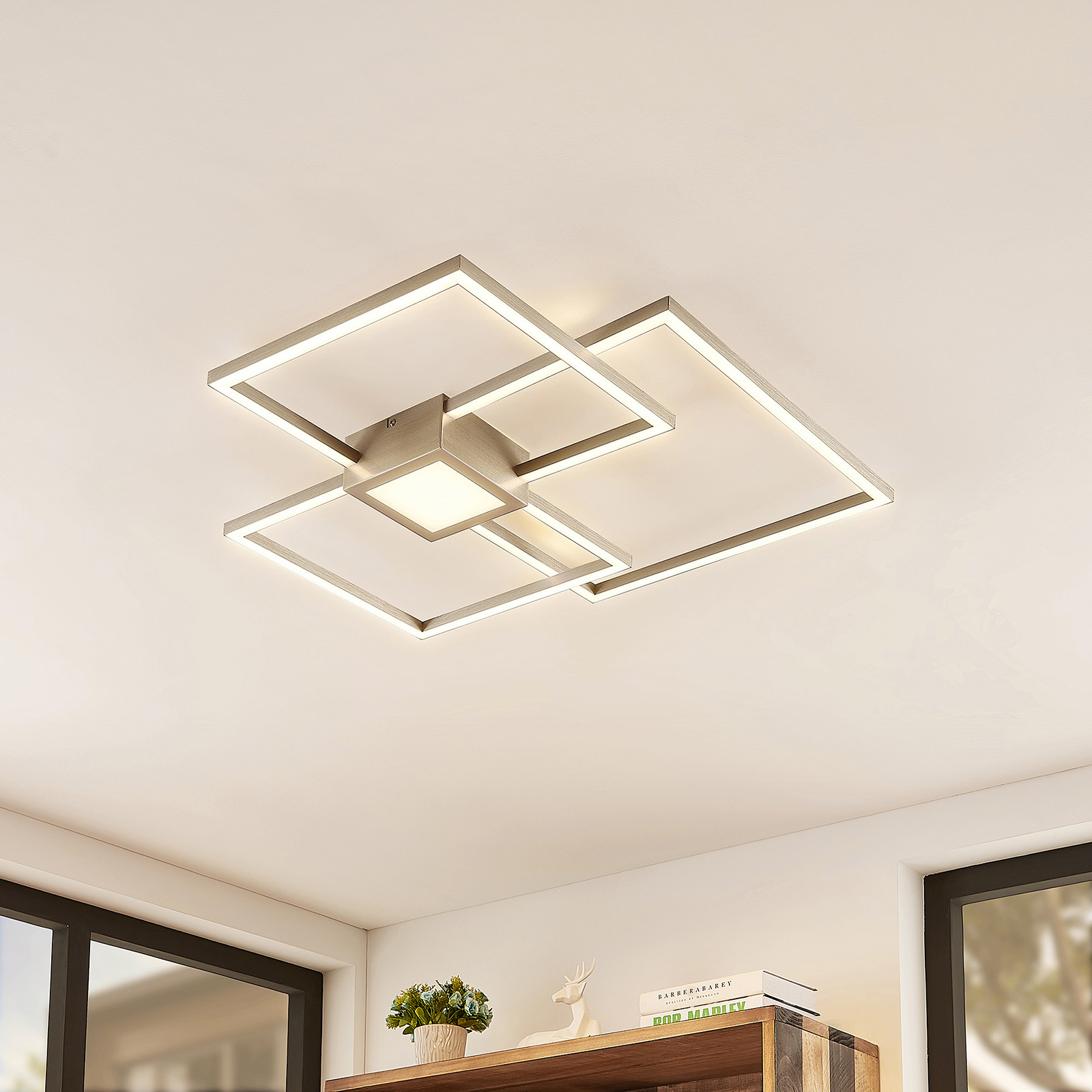 Lindby Duetto -LED-kattovalaisin nikkeliä, 38 W