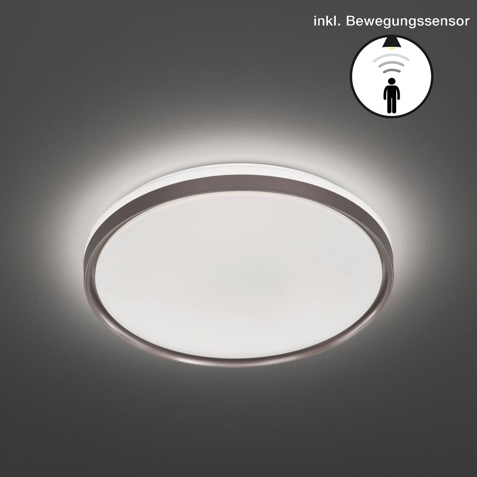 LED-kattovalaisin Jaso BS, Ø 49 cm, ruskea