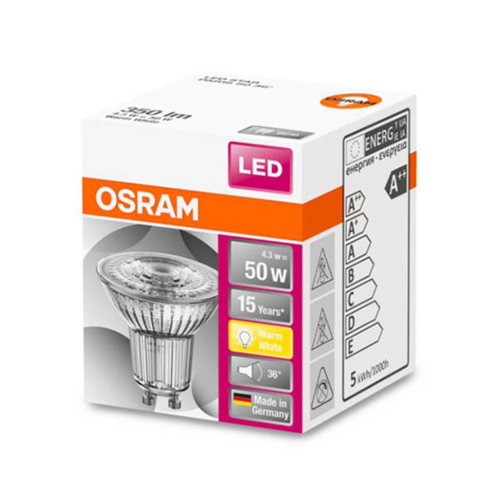 OSRAM-LED-heljastin Star GU10 4,3W, 36°