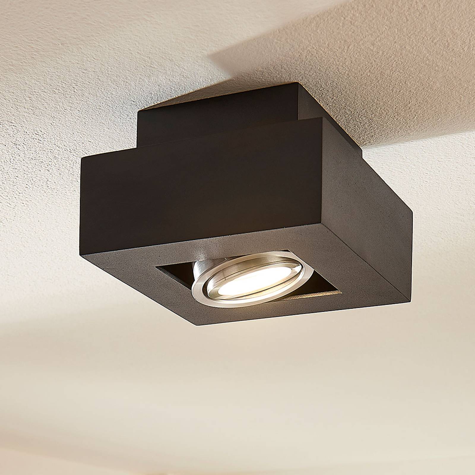 LED-kattolamppu Vince, 14 x 14 cm musta