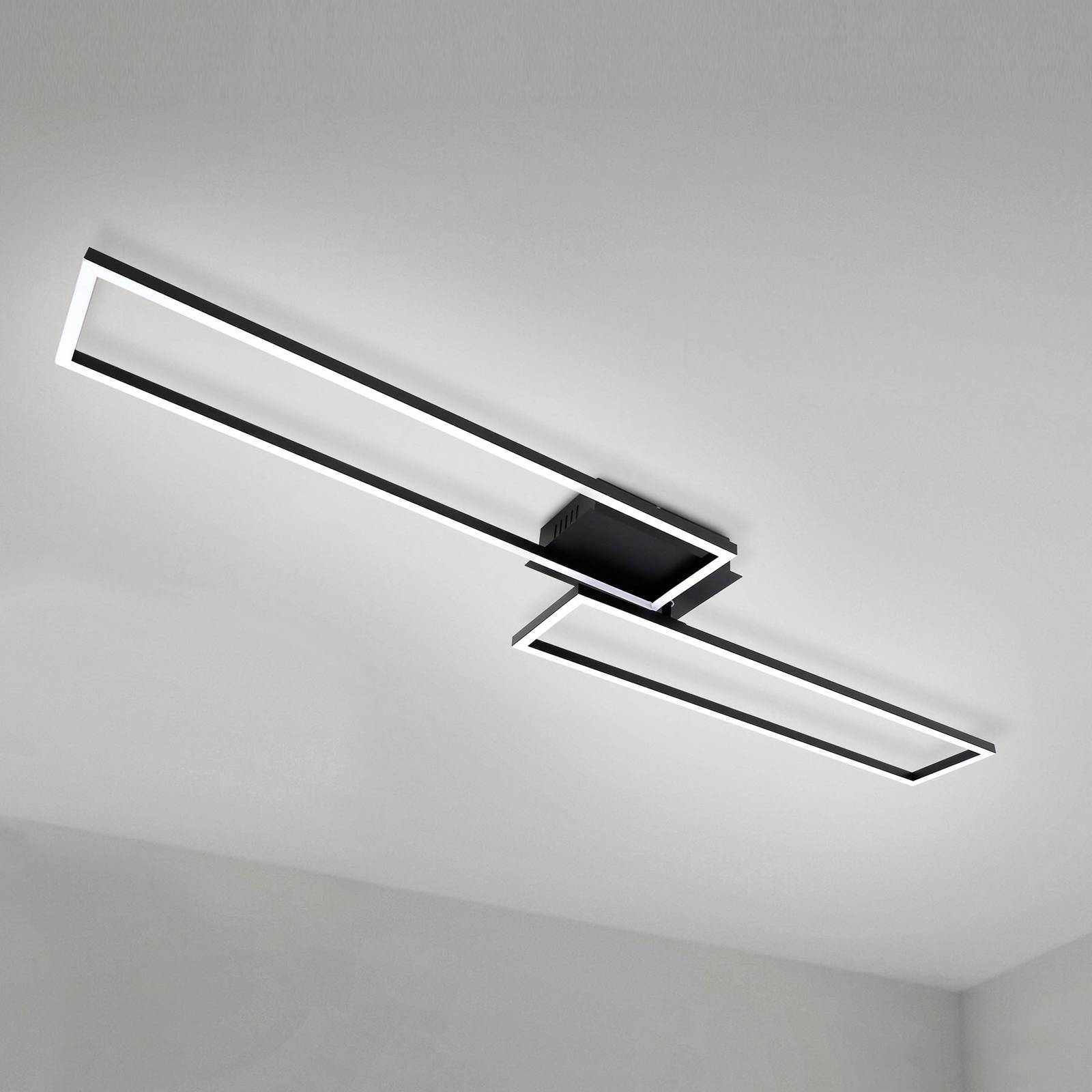 LED-kattovalaisin Frame, kaukosäädin, musta