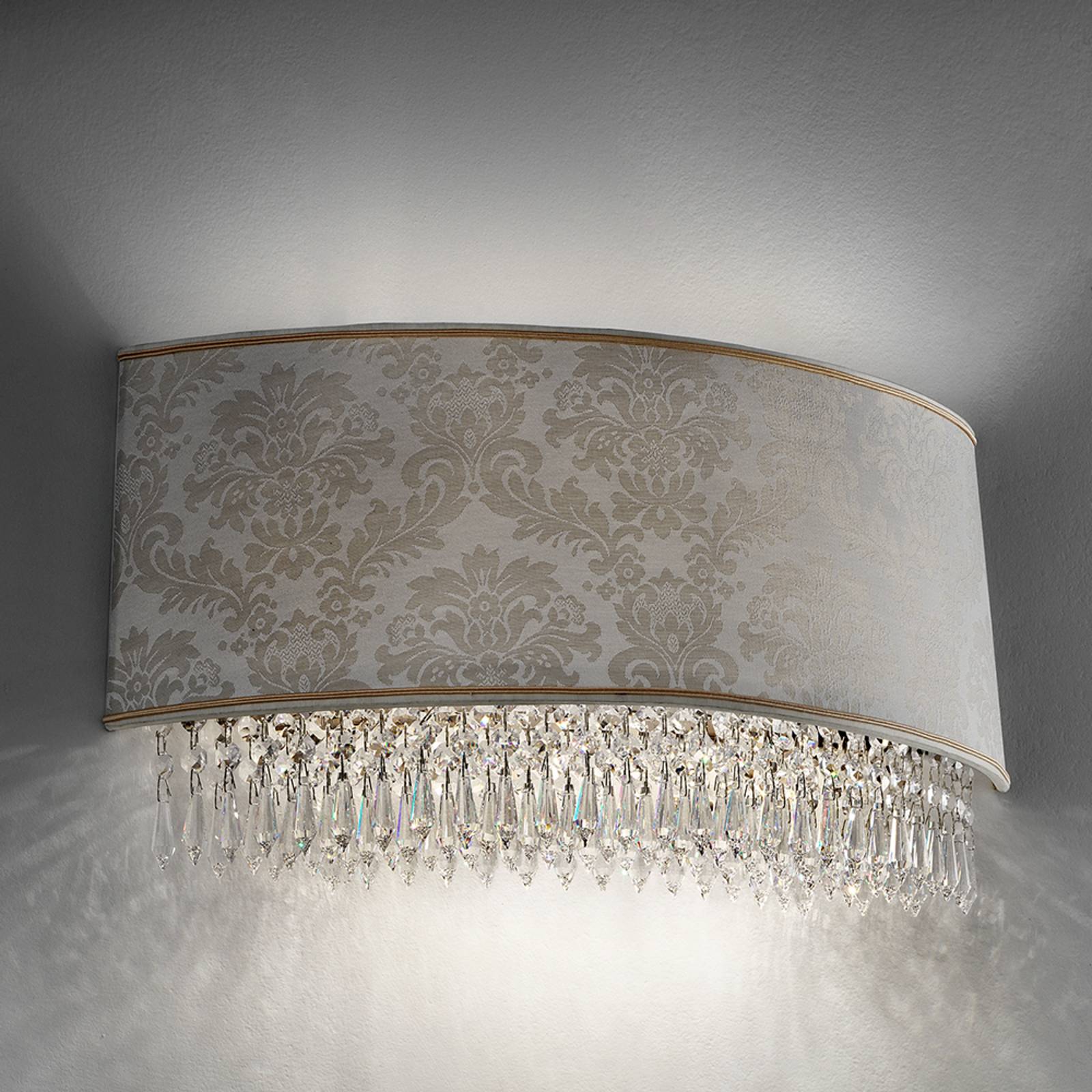 50 cm leveä seinävalo Glassé, damastivarjostin