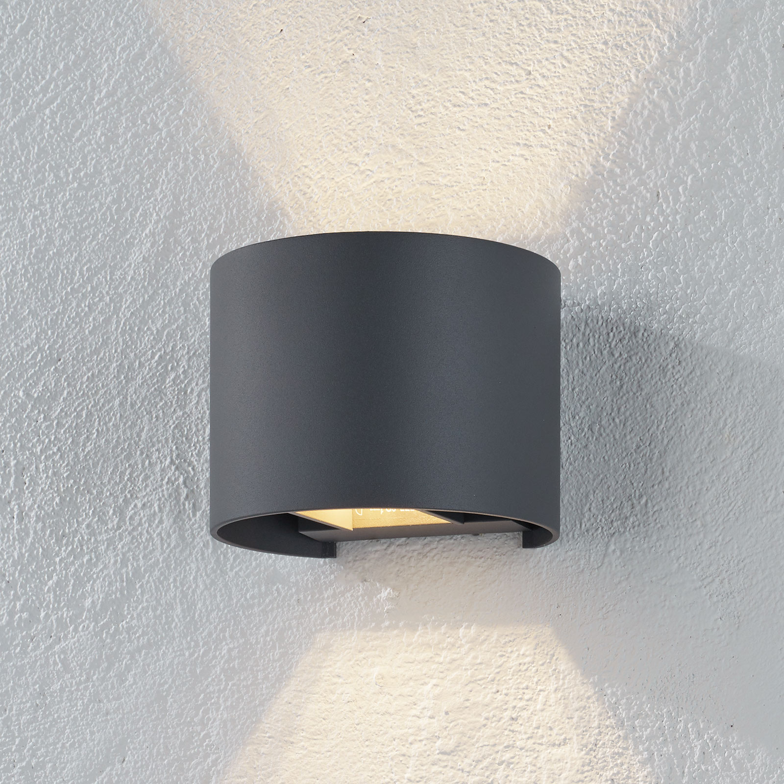 Xio-LED-seinävalaisin, leveys 13 cm, harmaa