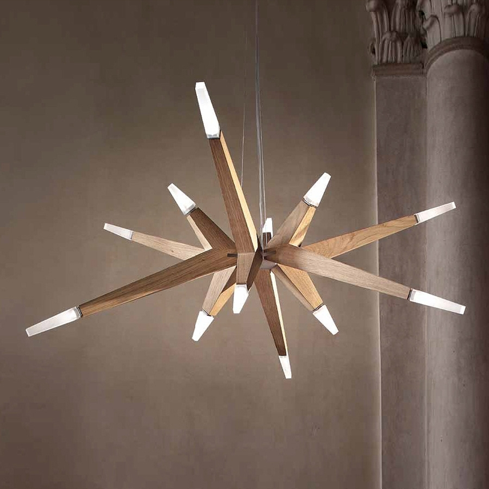 LED-riippuvalaisin Flashwood modernia tammea 140cm