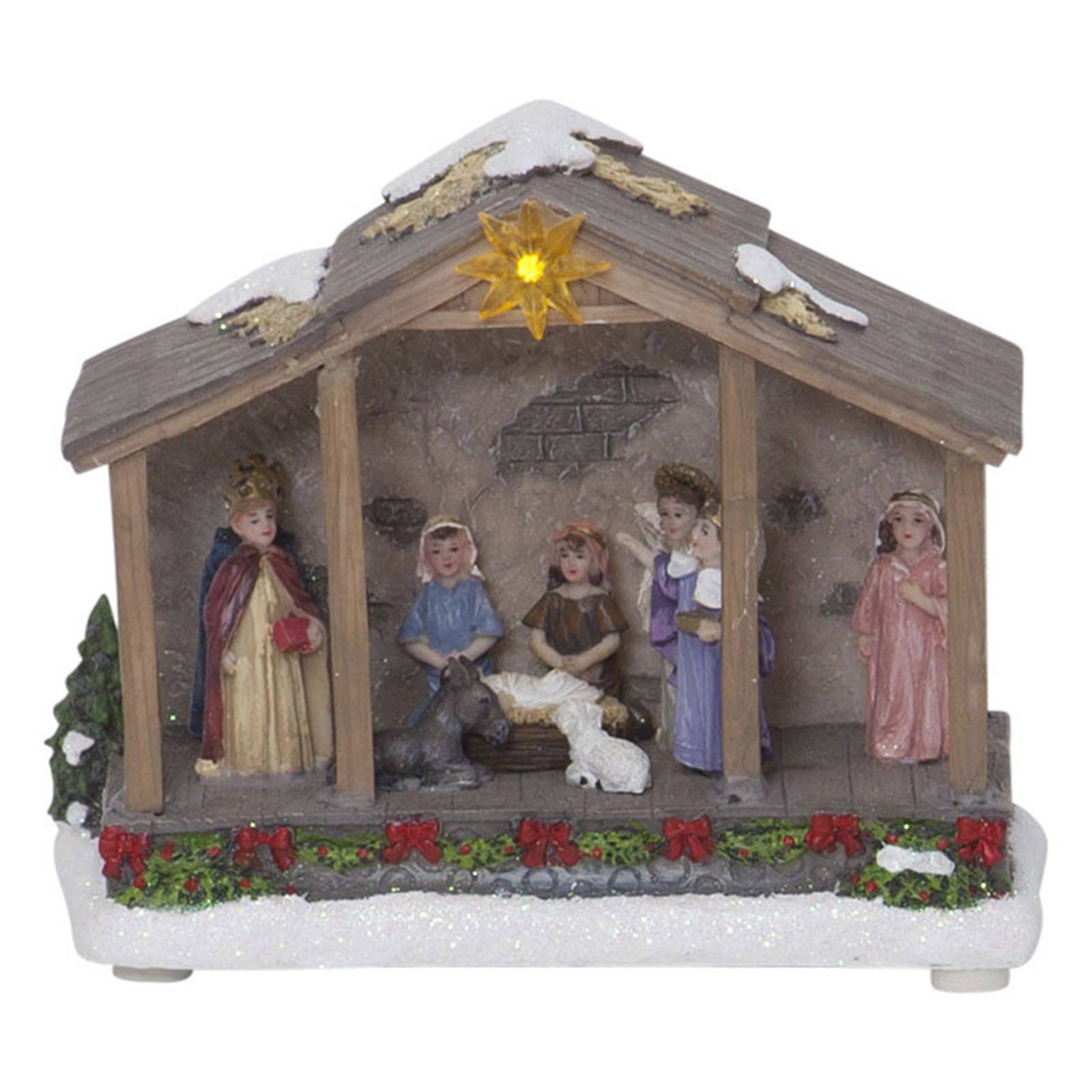 Nativity-LED-koristevalo, paristokäyttöinen 19 cm
