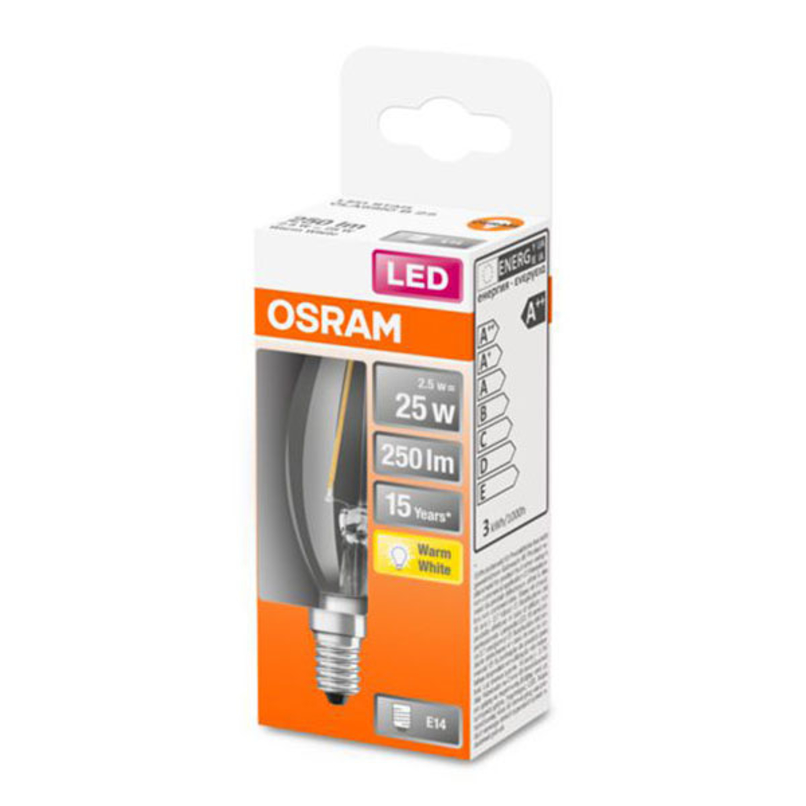 OSRAM Classic B-LED-lamppu E14 2,5W 2 700 K kirkas