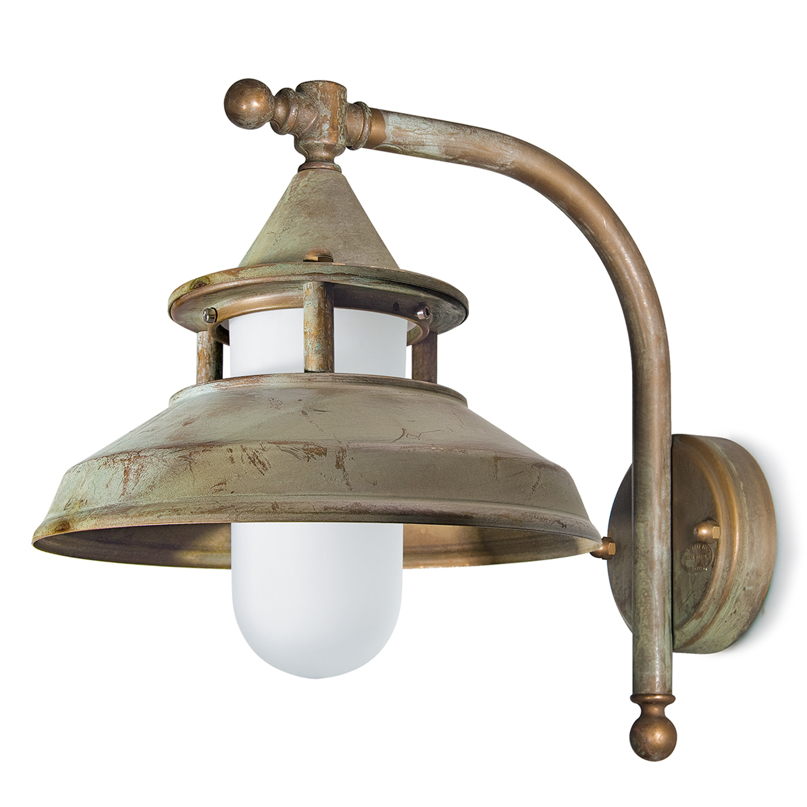 Antique-ulkoseinävalaisin, 30 cm antiikki messinki