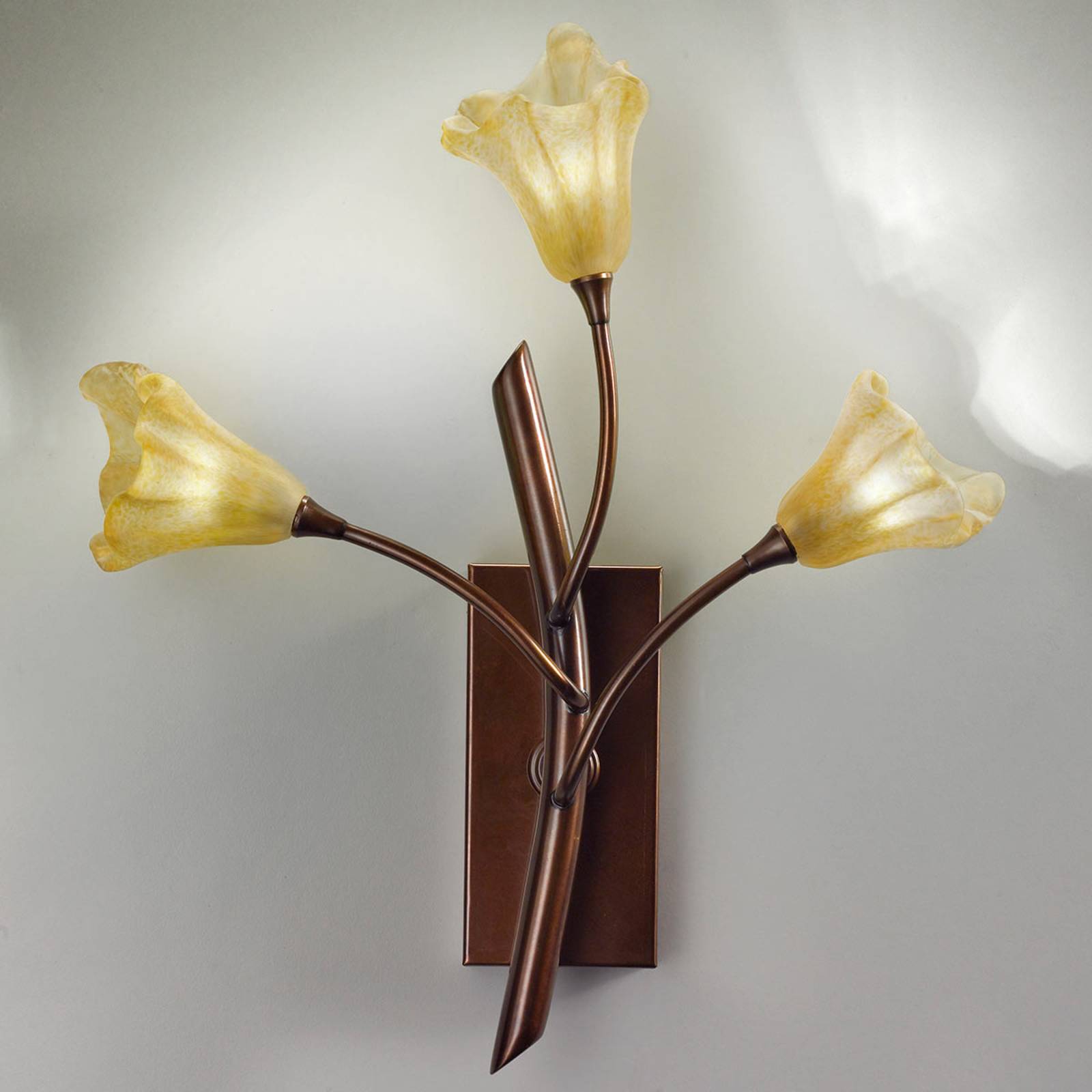 Seinälamppu 7142 3-lamp., messinki rusehtava/ambra