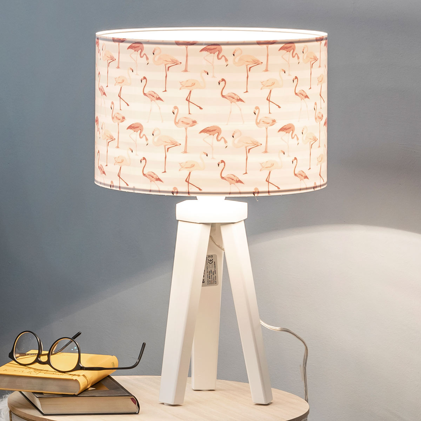 Trendikäs pöytävalo Miami flamingo-painatuksella