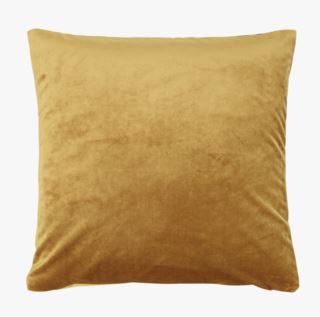 Mali velour koristetyyny keltainen