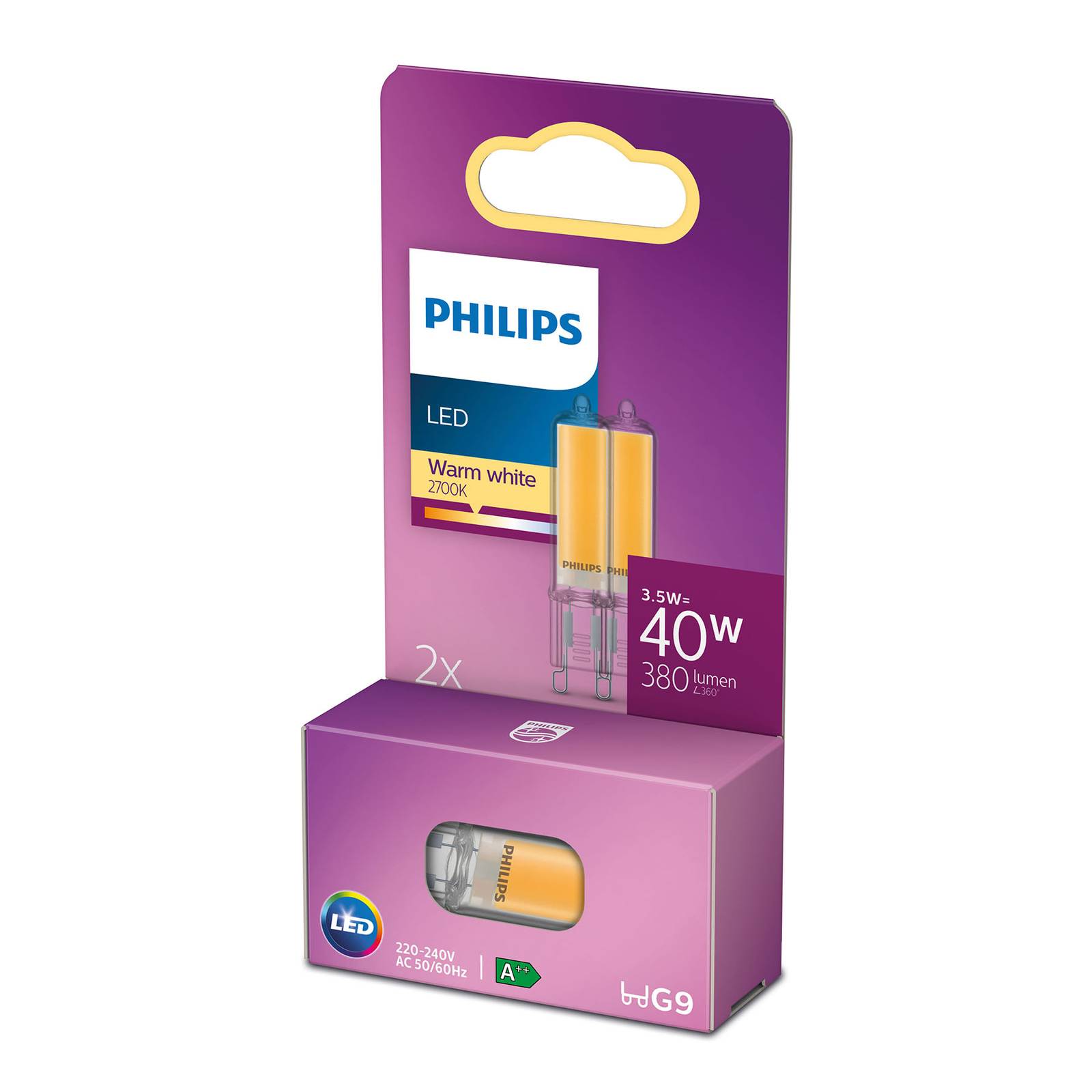 Philips kaksikantainen LED-lamppu G9 3,5W 2 700 K