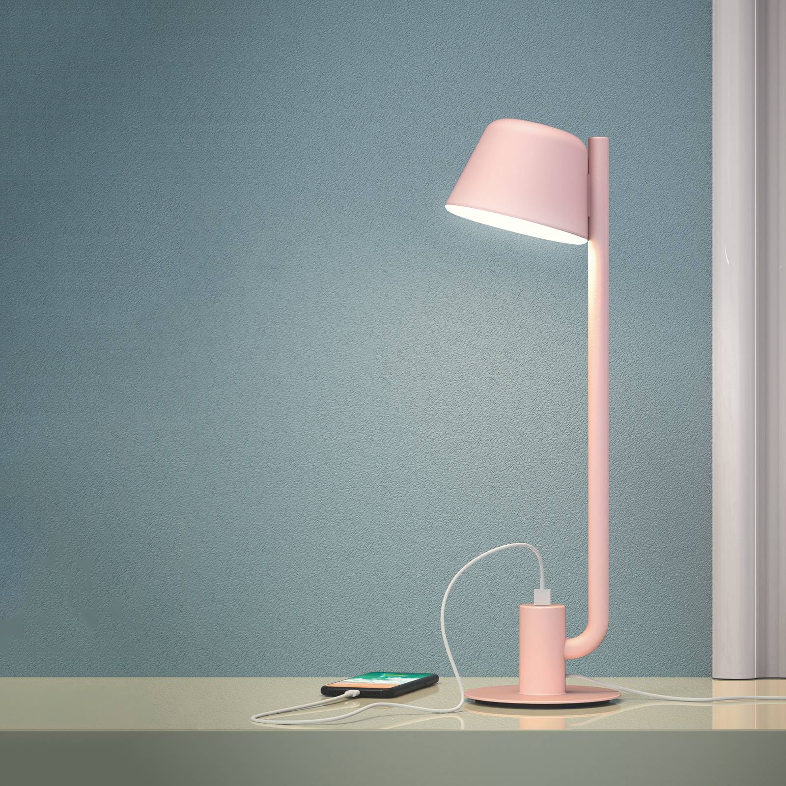Prandina Bima T1 USB -LED-pöytälamppu, roosa